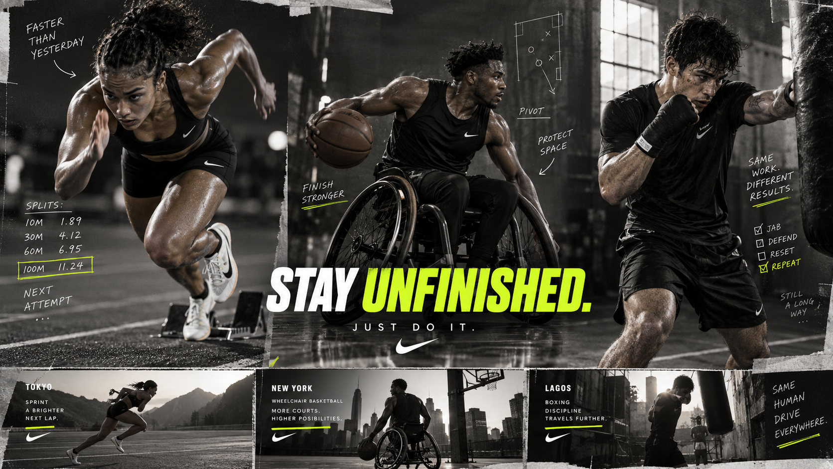 Nike Stay Unfinished global performance campaign concept