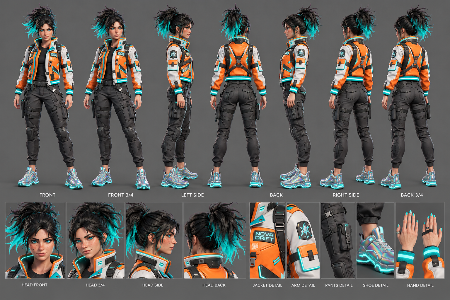 Nova 3D character turnaround