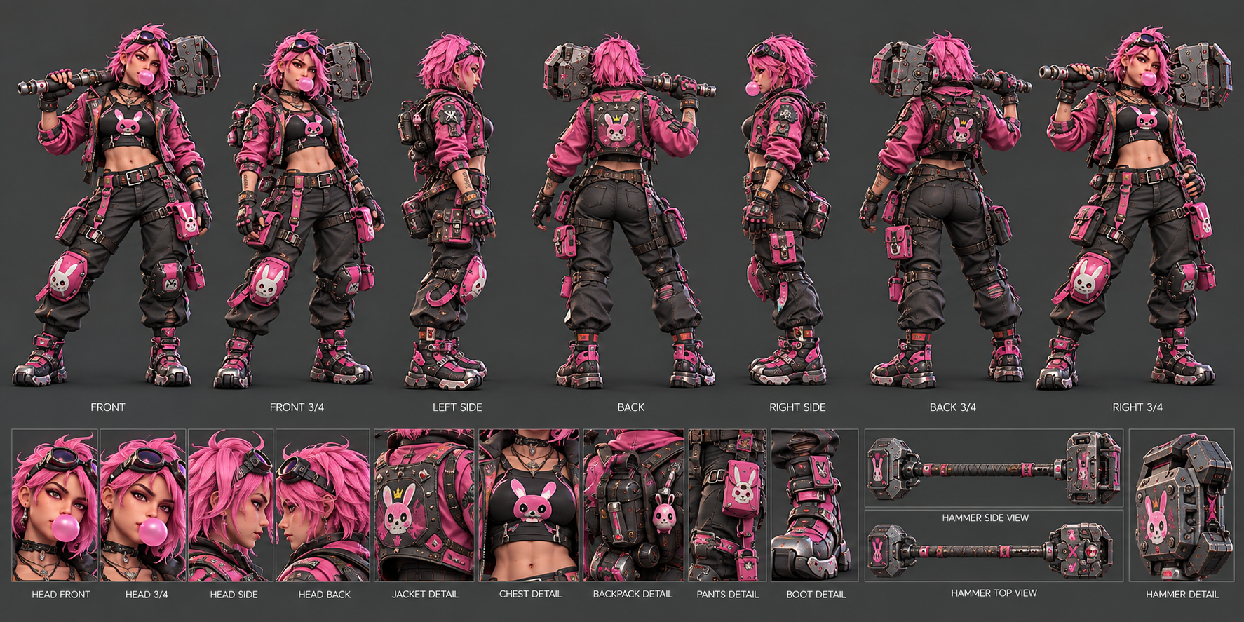 Pink Doz character design