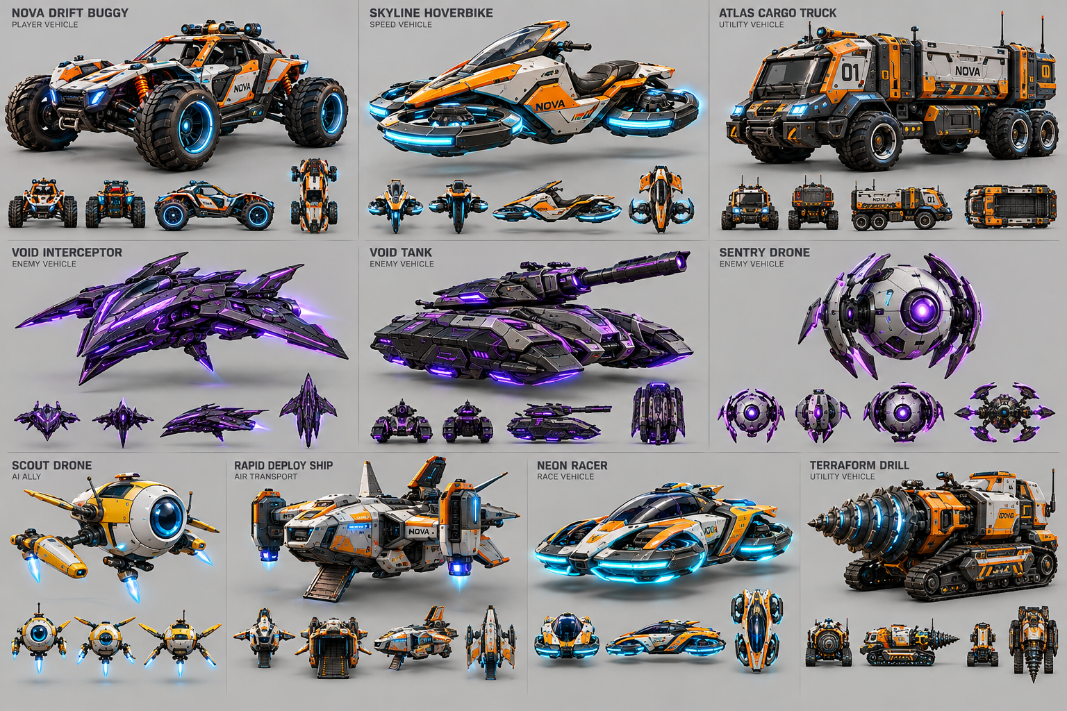 3D gameplay vehicle designs