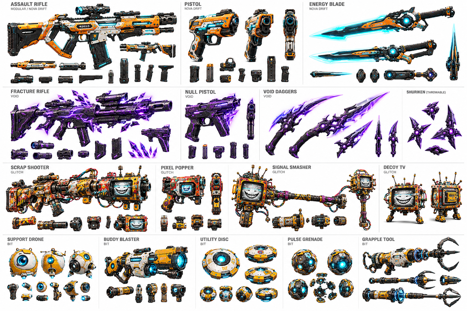 3D gameplay weapon designs